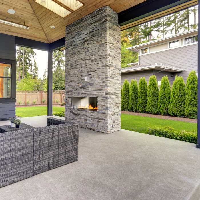 outdoor kitchen with sealed concrete menan id